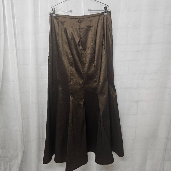 Tadashi Shoji Skirt Taffeta Brown Shimmery Maxi Goth Whimsigoth Formal 14 - Picture 3 of 10